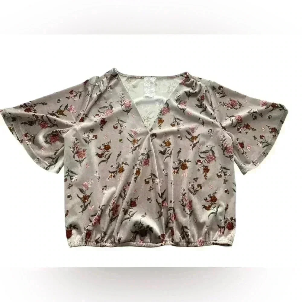 NWOT SADIE & SAGE Floral Boho Velvet Blouse